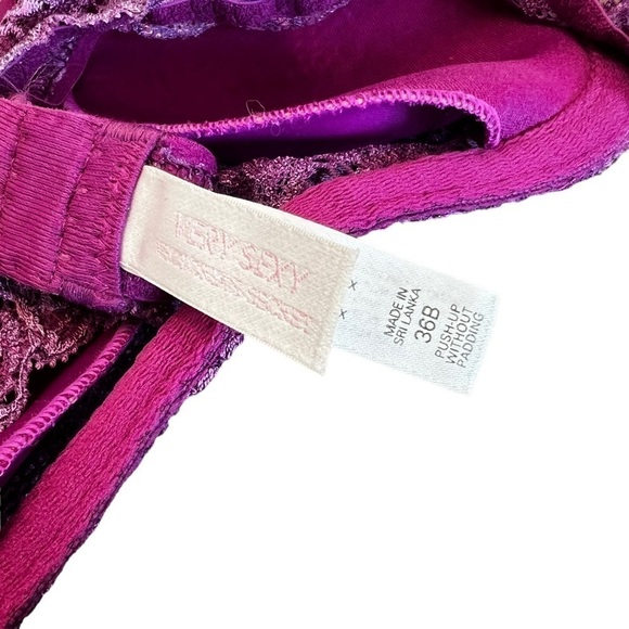 VICTORIA’S SECRET VERY SEXY LACE OVERLAY PURPLE PUSH UP WITHOUT PADDING SIZE 36B - Picture 2 of 4